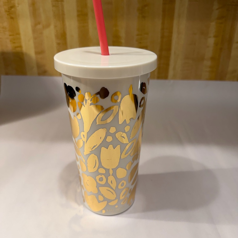 Kate Spade New York Floral Gold and White Tumbler